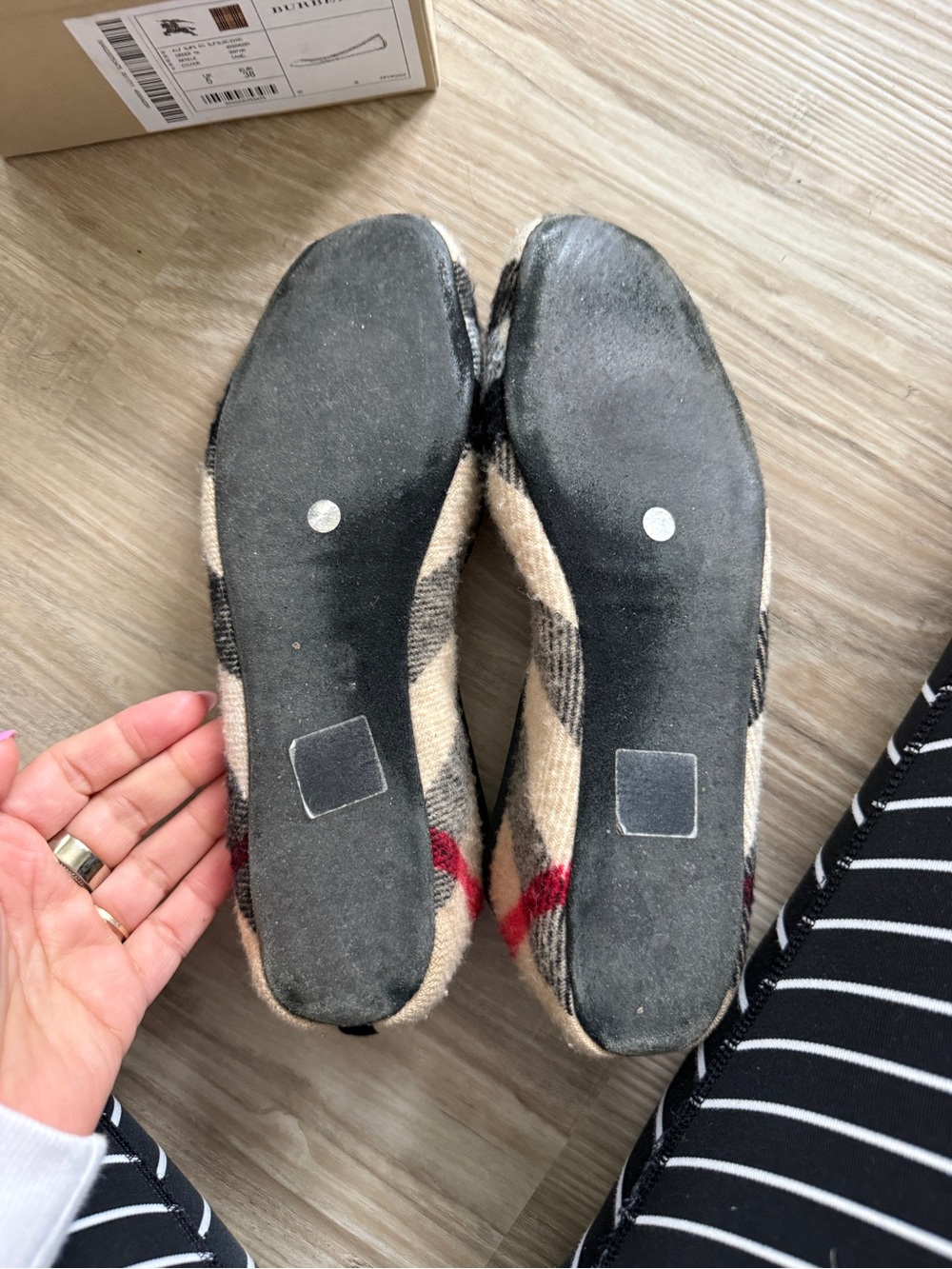 Burberry Nova Check Wool Ballet Slipper Flats, Size 38 - Picture 3 of 6